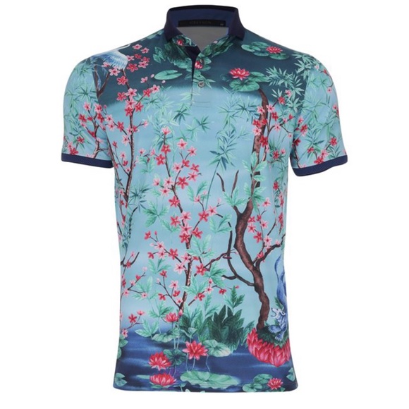 Greyson Other - 🎉HP🎉 Greyson Magic Garden Shirt Medium Blue Floral Golf NWT RARE